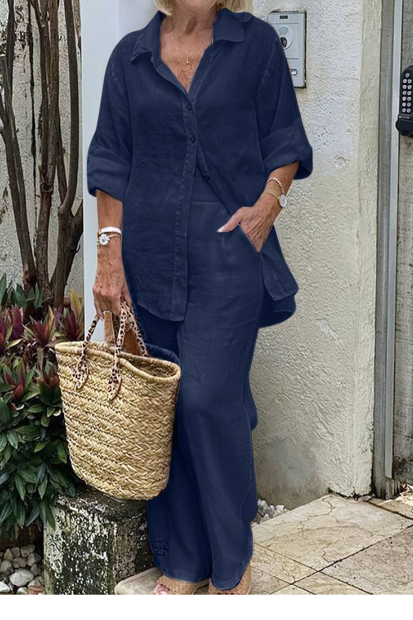 Liana™ | Relaxed Shirt & Trousers Two-Piece Set