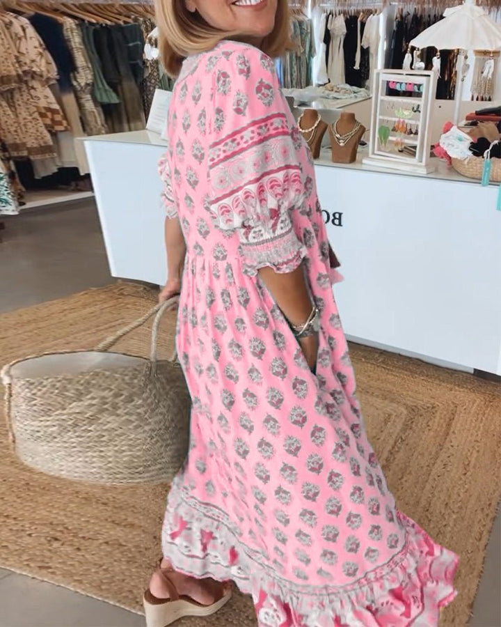 Naelora™ | Boho Tassel Midi Dress