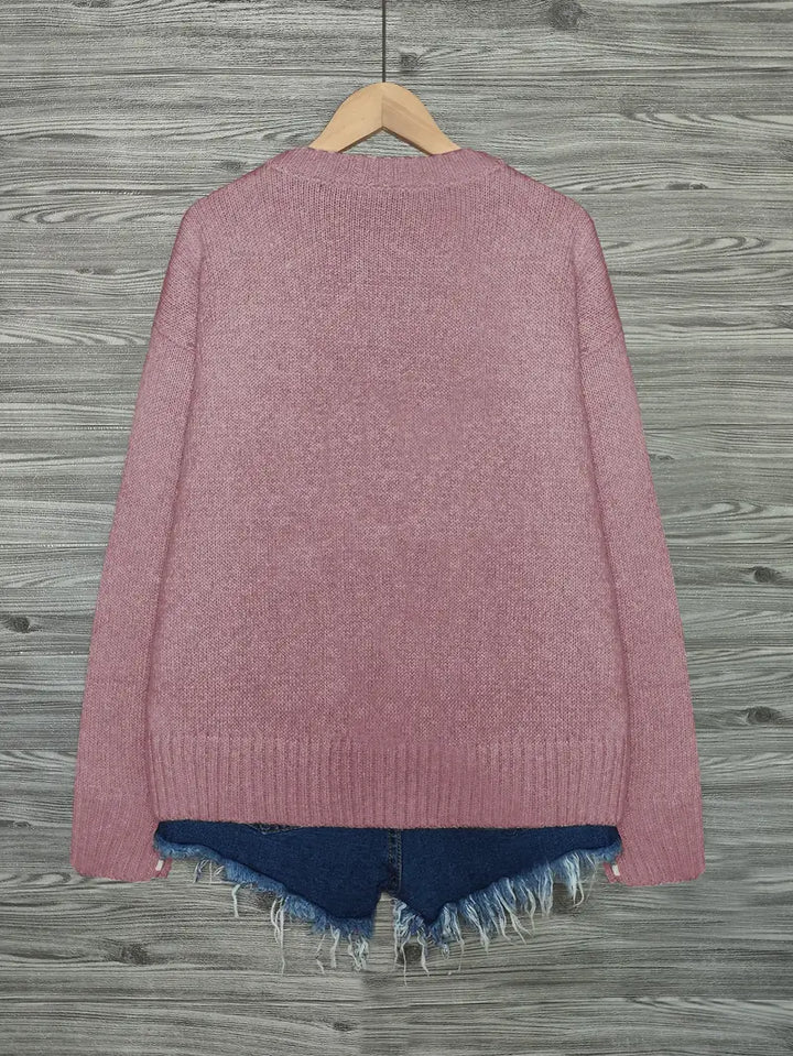 Urvela™ | Cat Print Long Sleeve Sweater