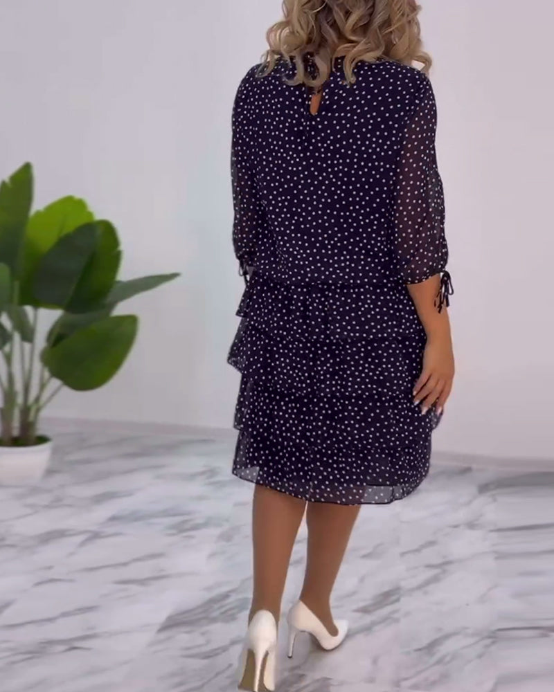 Lorraine - Elegant Chic Polka Dot Tiered Dress