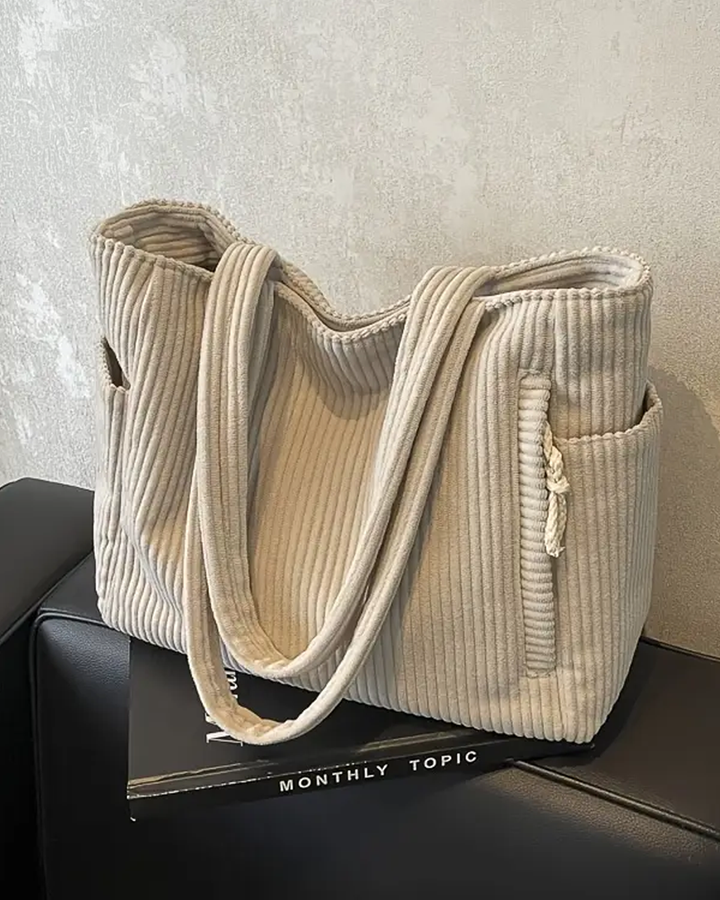 Serafina™ – Ribbed Tote Bag with Cord Detail