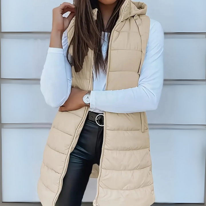 Raenelle™ | Casual Sleeveless Hood Long Puffer Vest