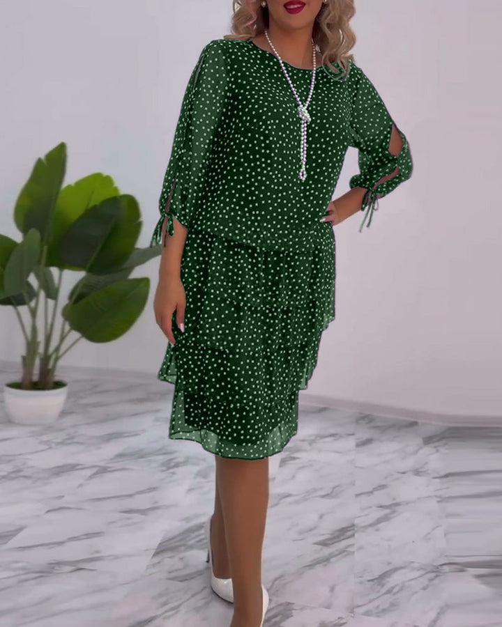 Lorraine - Elegant Chic Polka Dot Tiered Dress