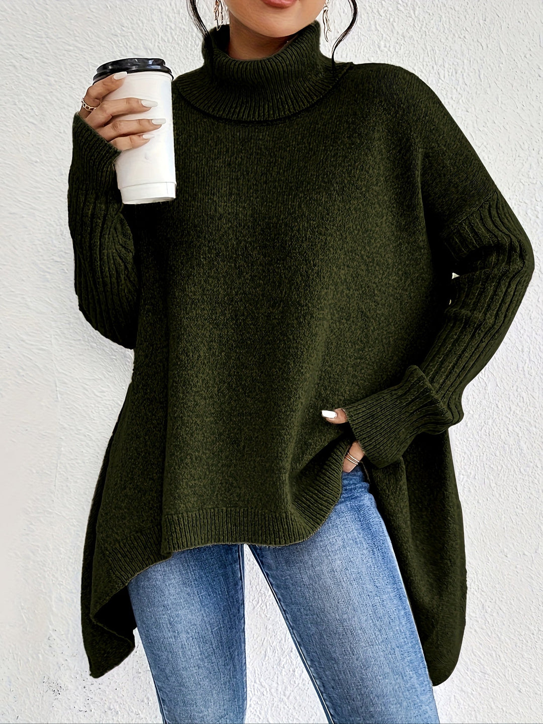 Milena - Casual Long Sleeve High Neck Sweater