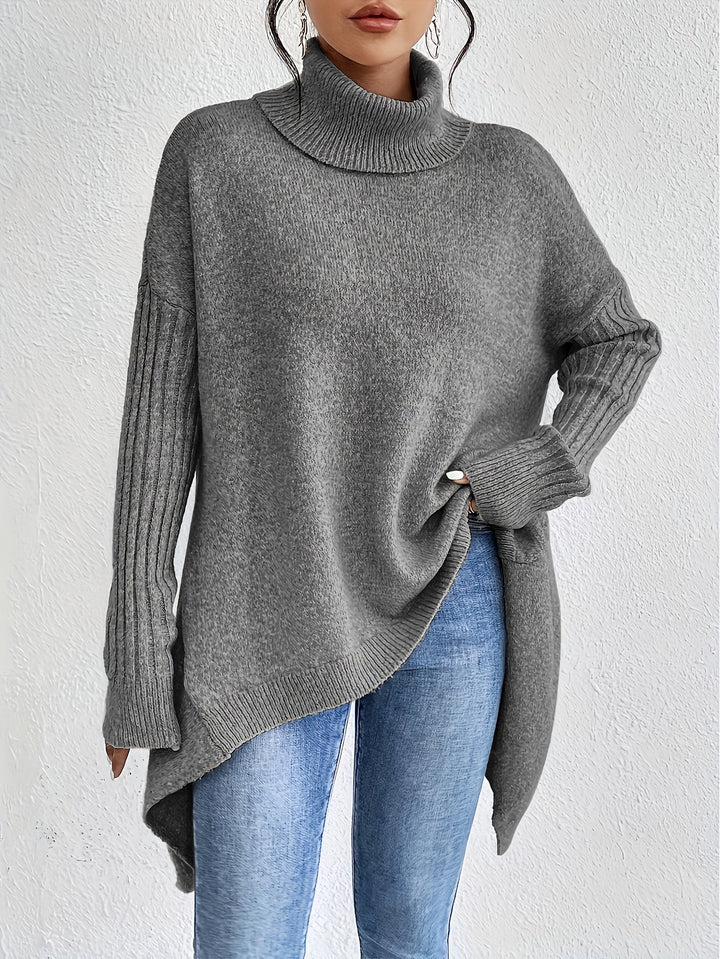 Milena - Casual Long Sleeve High Neck Sweater