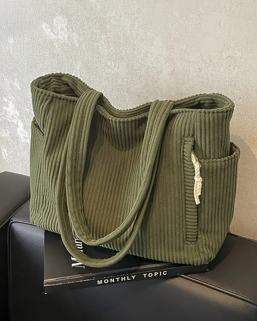 Serafina™ – Ribbed Tote Bag with Cord Detail