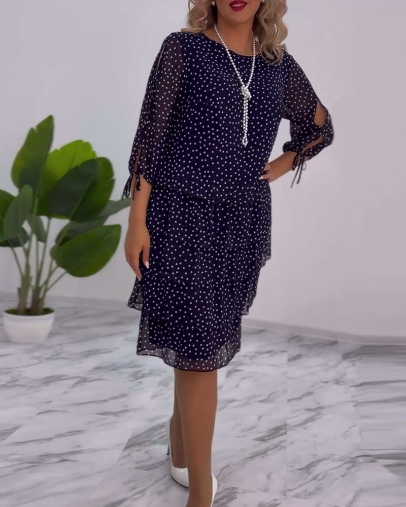 Lorraine - Elegant Chic Polka Dot Tiered Dress