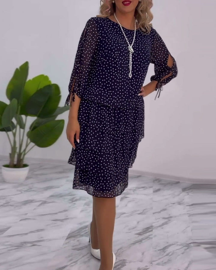 Lorraine - Elegant Chic Polka Dot Tiered Dress
