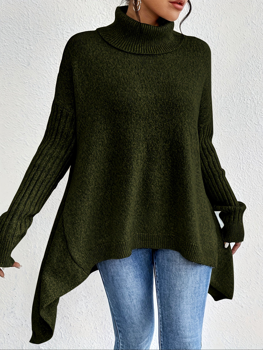 Milena - Casual Long Sleeve High Neck Sweater