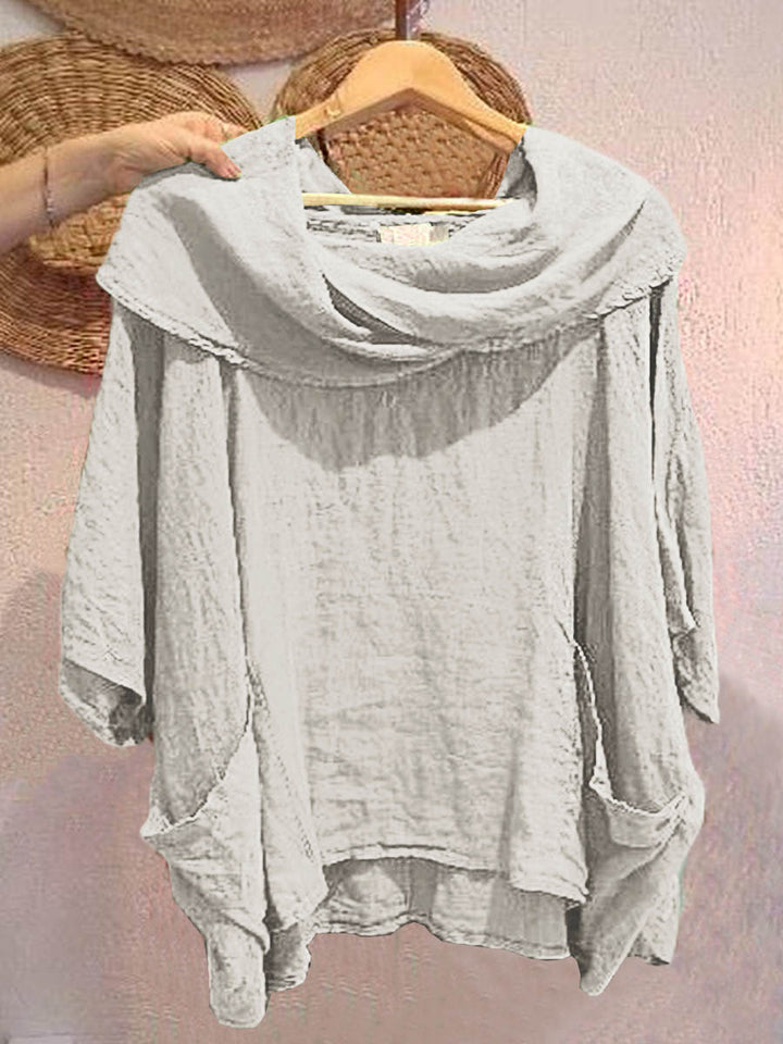 Isolde™ | Draped Linen Pocket Top