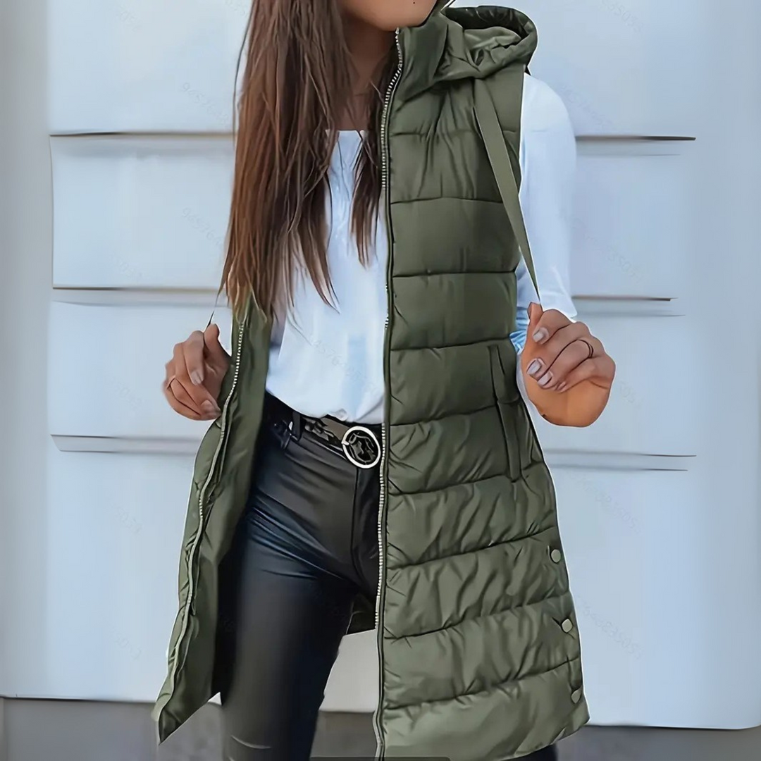 Raenelle™ | Casual Sleeveless Hood Long Puffer Vest