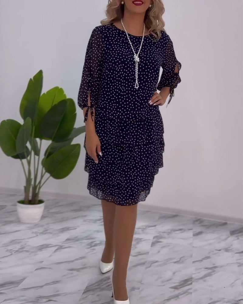 Lorraine - Elegant Chic Polka Dot Tiered Dress