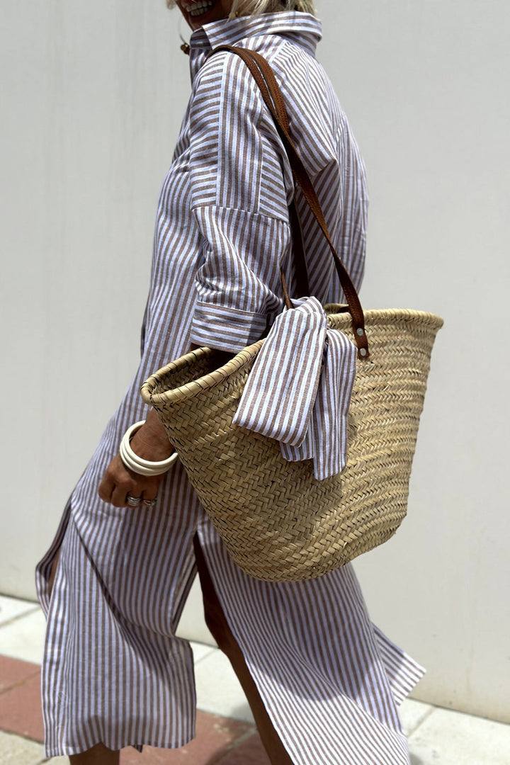 Evellia™ | Striped Everyday Shirt Dress