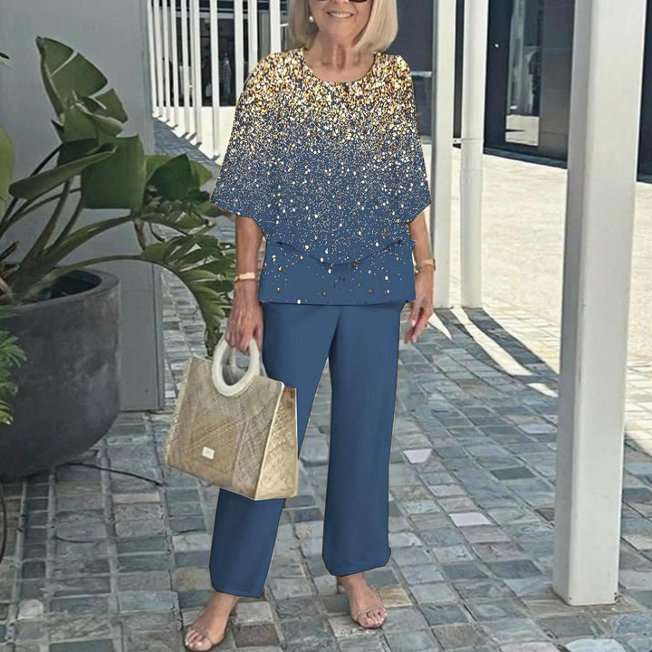 Dreamy 3/4 Sleeve Blue Two Piece Set