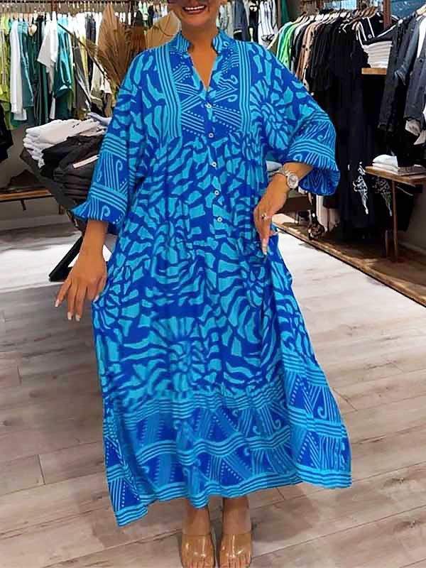 Solenya™ | Printed V-Neck Dress