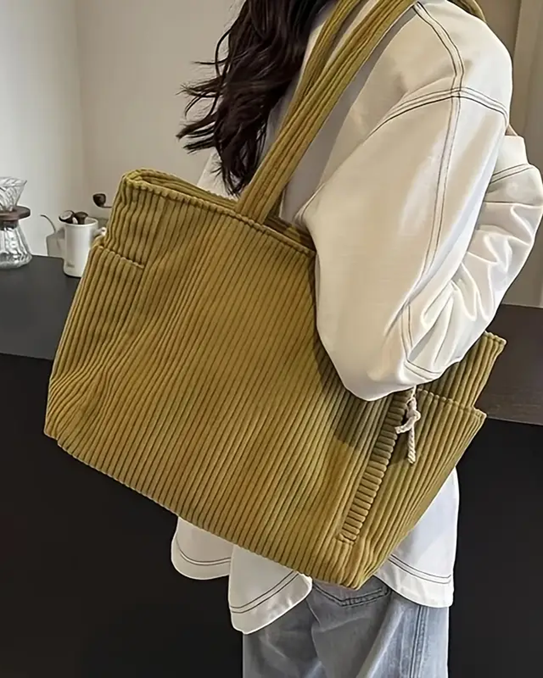 Serafina™ – Ribbed Tote Bag with Cord Detail