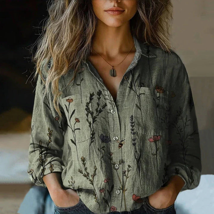 Monika™ | Vintage Printed Spring Blouse