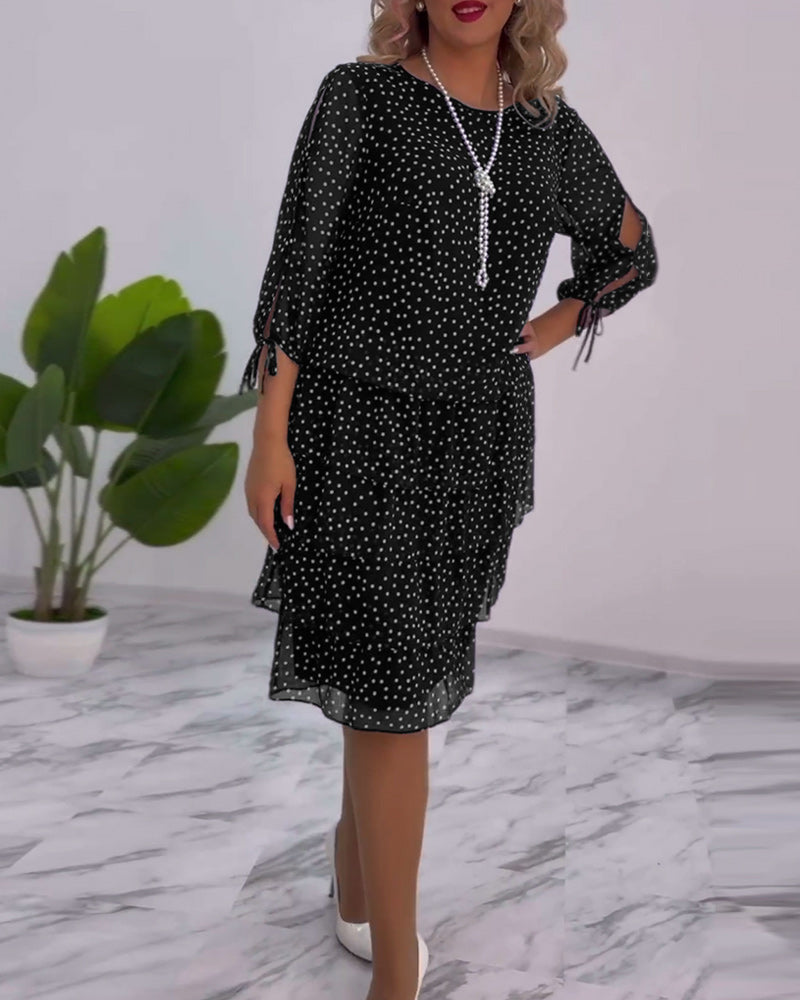 Lorraine - Elegant Chic Polka Dot Tiered Dress