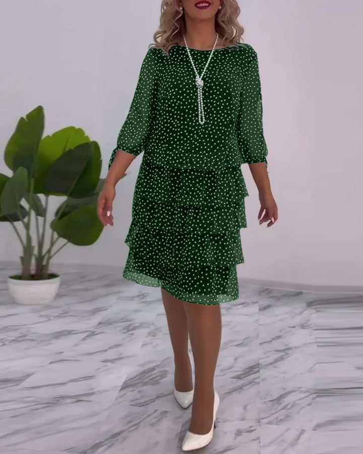 Lorraine - Elegant Chic Polka Dot Tiered Dress