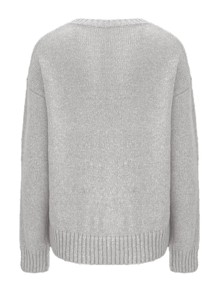 Urvela™ | Cat Print Long Sleeve Sweater