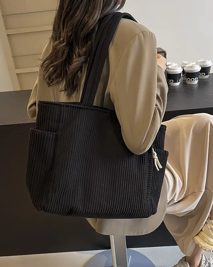Serafina™ – Ribbed Tote Bag with Cord Detail