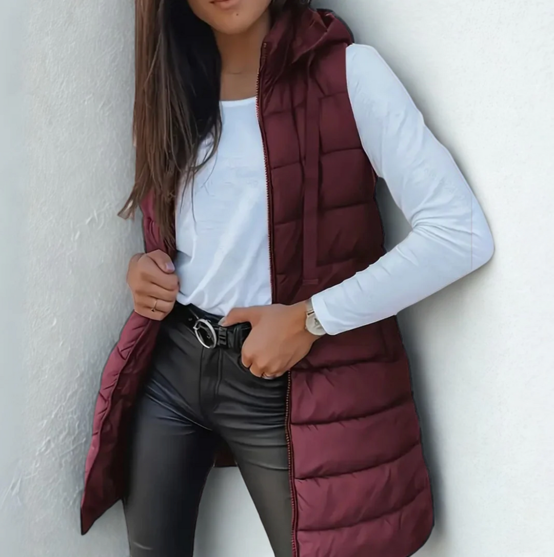 Raenelle™ | Casual Sleeveless Hood Long Puffer Vest