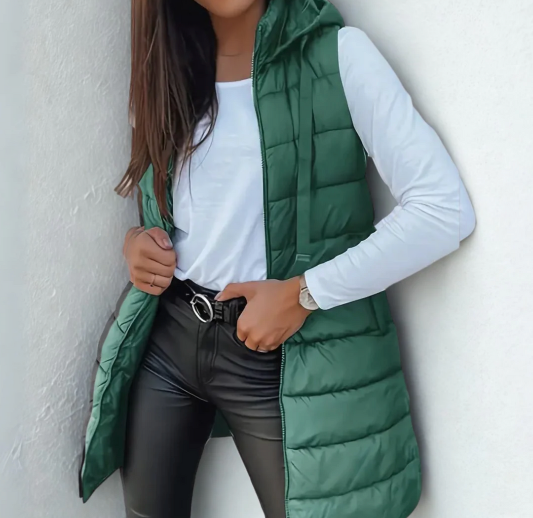 Raenelle™ | Casual Sleeveless Hood Long Puffer Vest