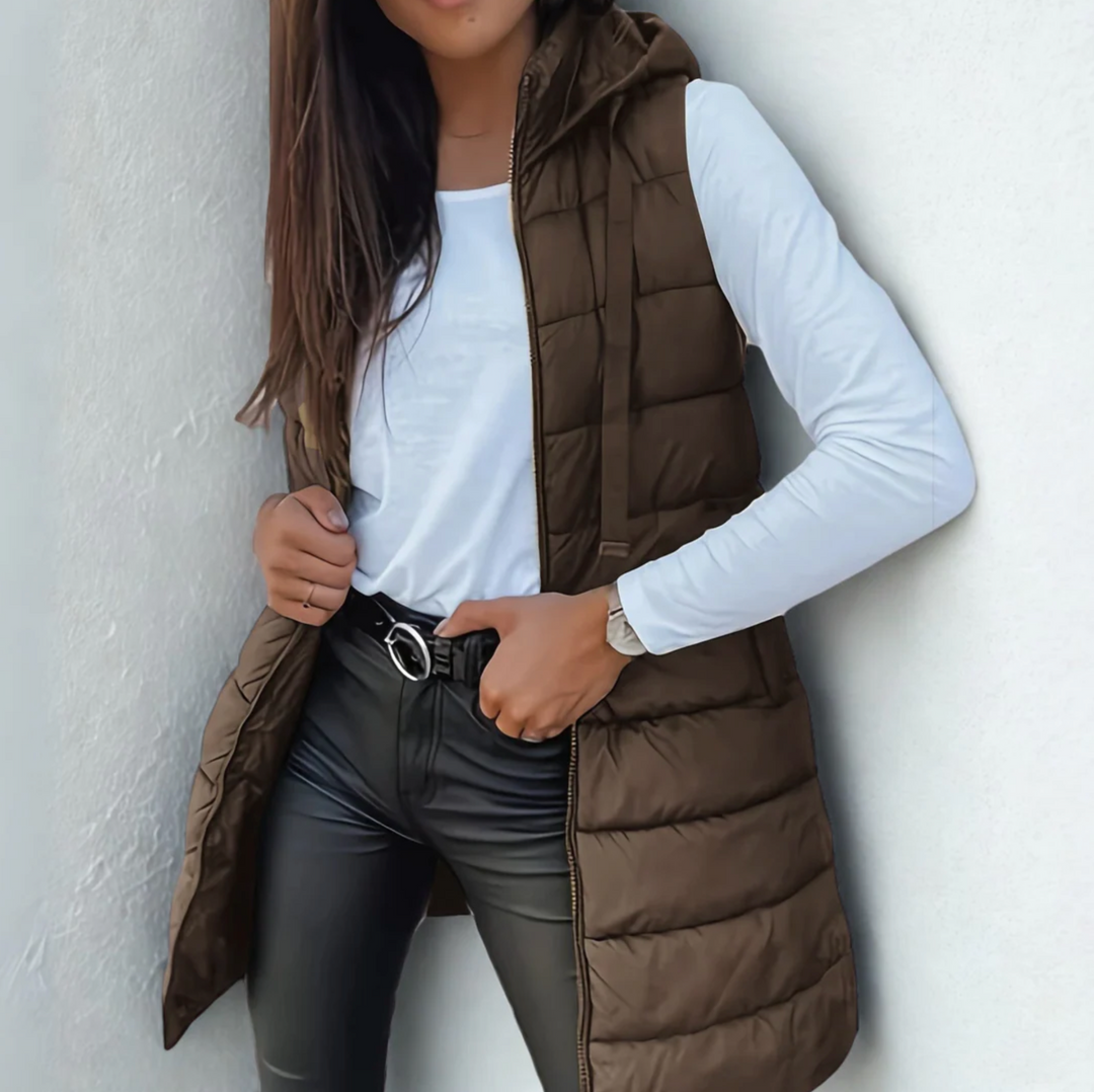 Raenelle™ | Casual Sleeveless Hood Long Puffer Vest