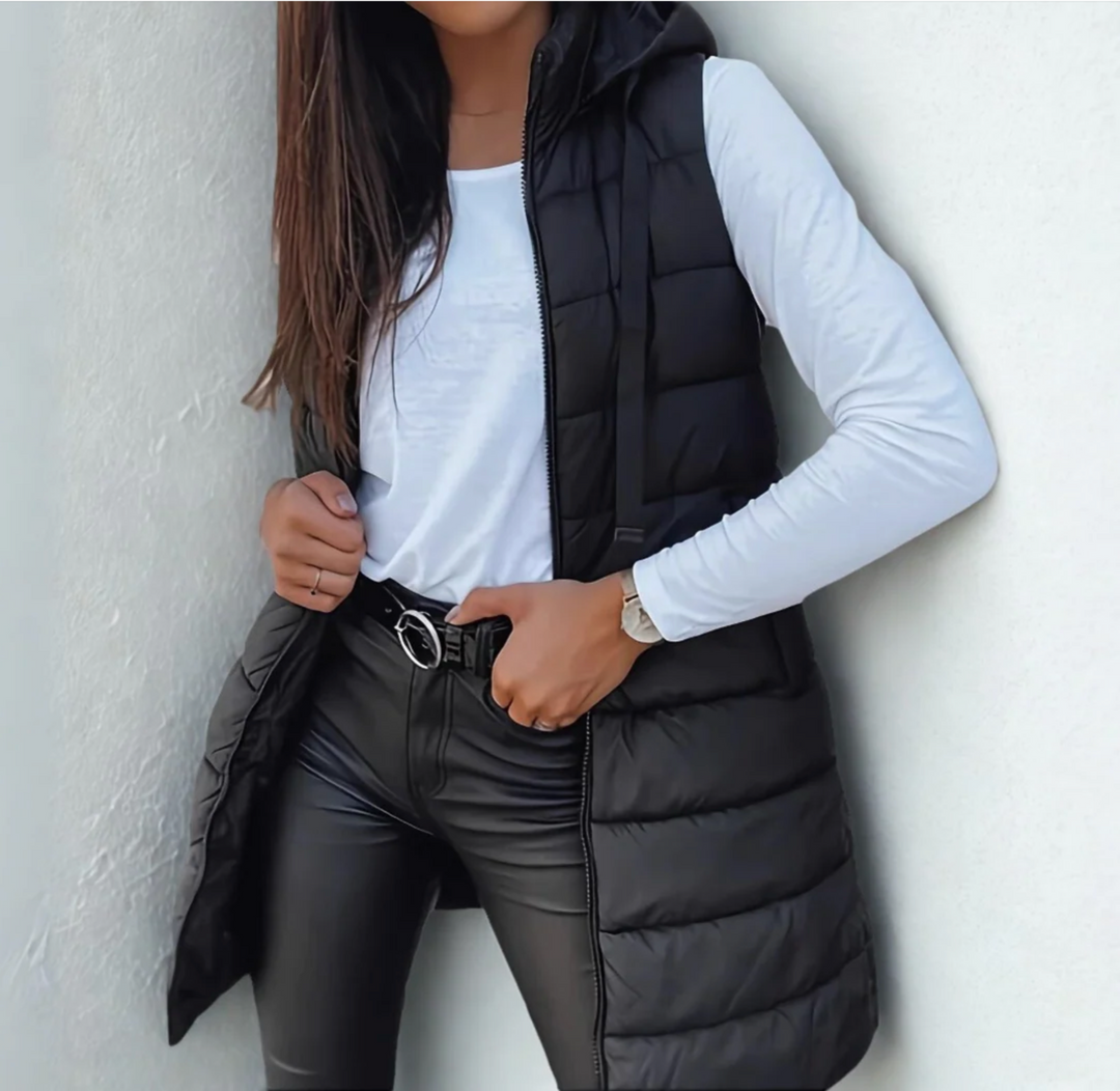 Raenelle™ | Casual Sleeveless Hood Long Puffer Vest