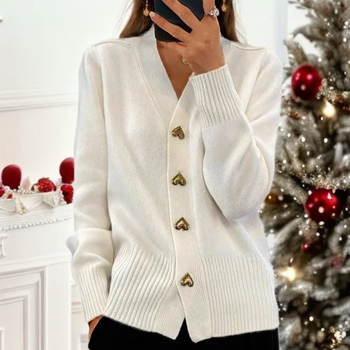 Adelina™ | Elegant Heart Button Cardigan – Timeless Charm & Cozy Comfort