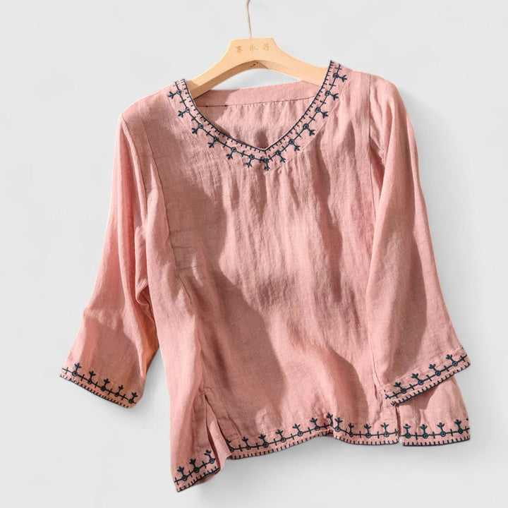 Taysia™ | Elegant V-Neck Blouse