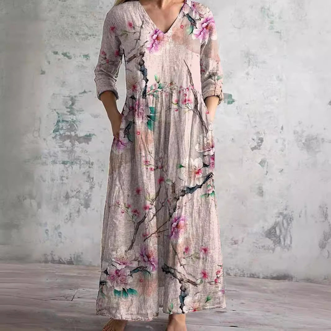 Dearyn™ | Summer Dress with V-Neck and Floral Pattern