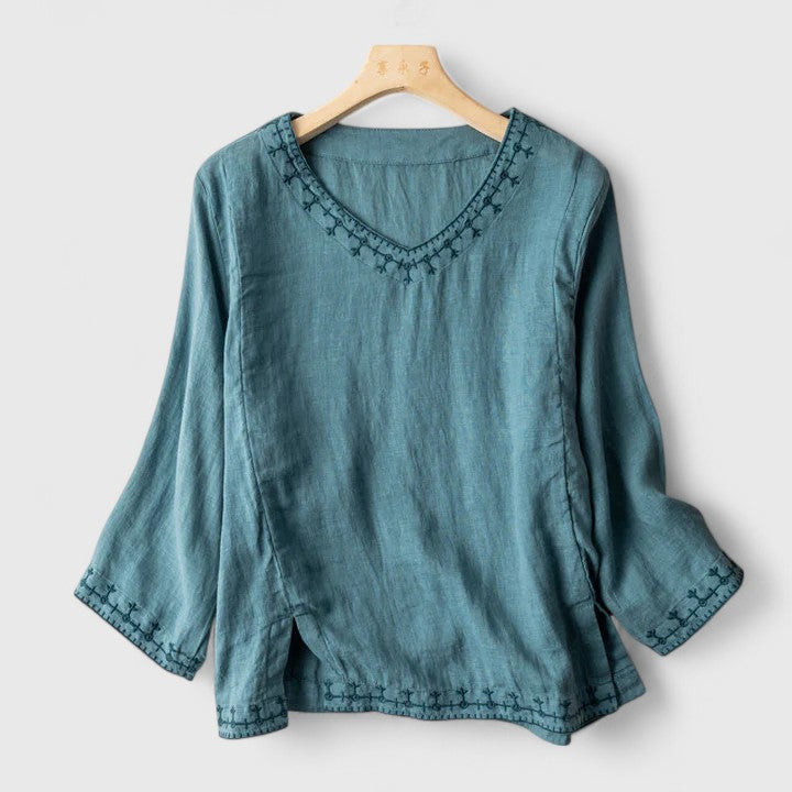 Taysia™ | Elegant V-Neck Blouse
