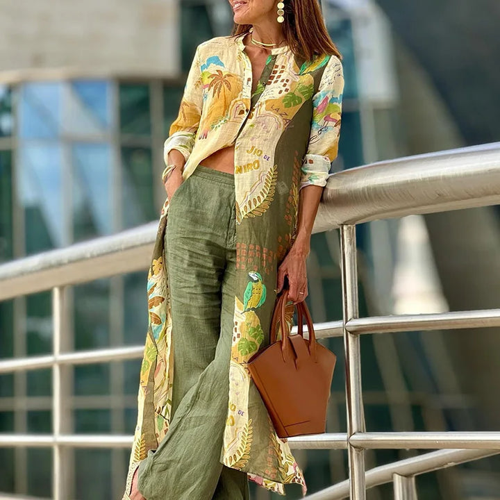 Evelina™ | Longline Printed Blouse