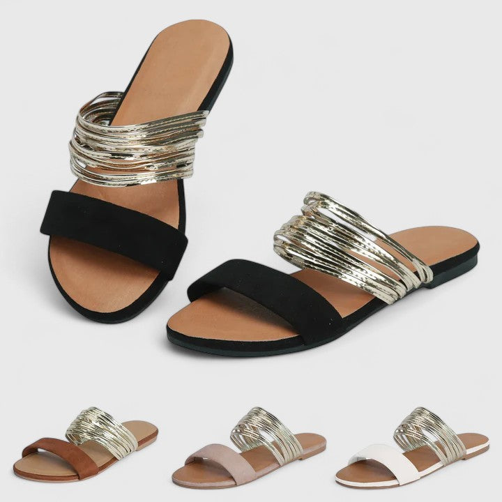 Zamira™ | Elegant Gold-Accent Sandals