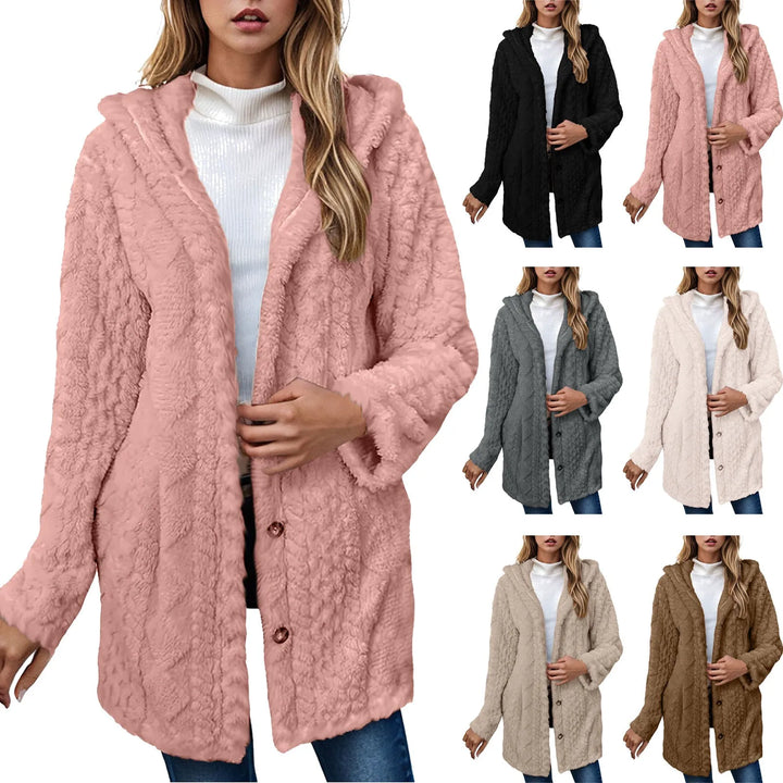 Corvella™ |  Plush Hooded Cardigan Coat