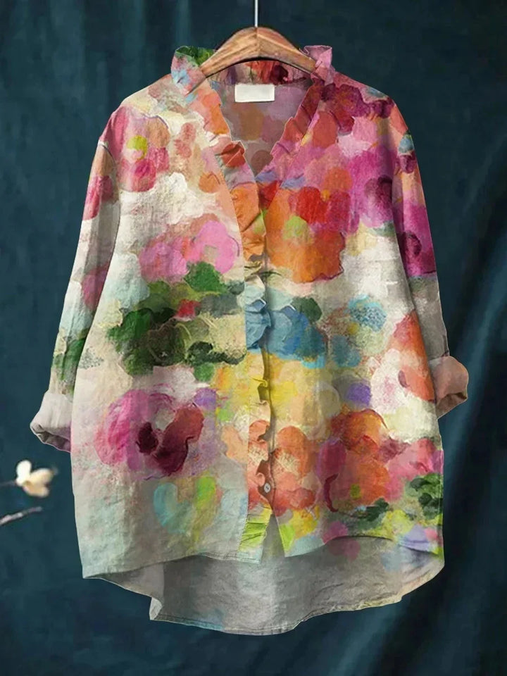 Liora™ | Floral Lace Collar Short Sleeve Top – Casual & Chic T-Shirt