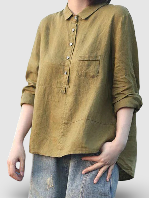 Solivana™ | Solid Cotton Long Sleeve Shirt