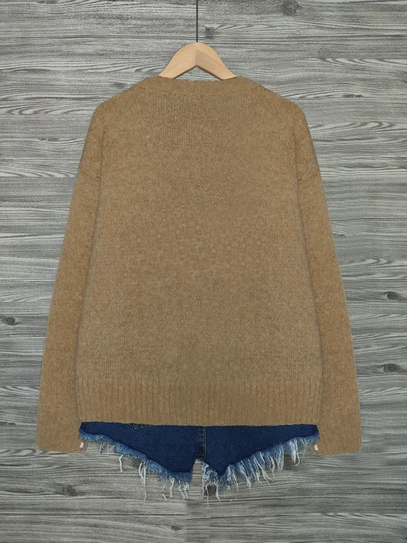 Urvela™ | Cat Print Long Sleeve Sweater