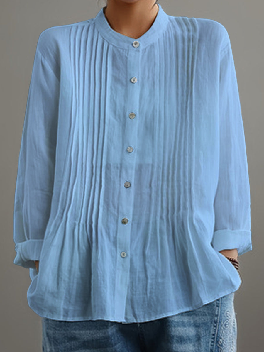 Elowen™ | Timeless Pleated Linen Shirt
