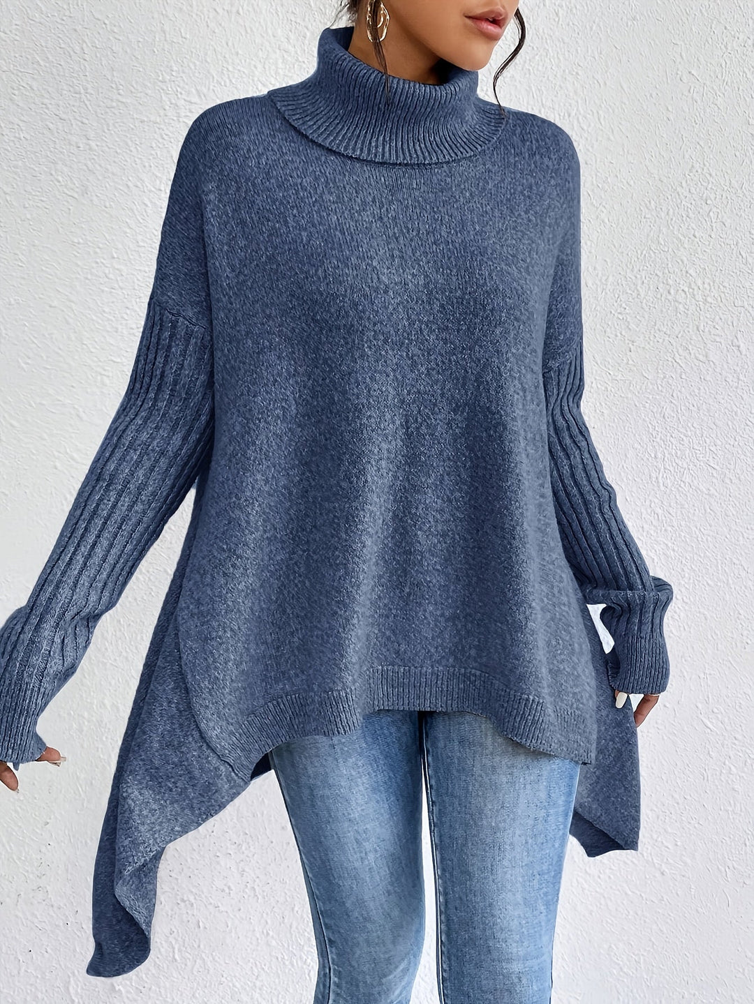 Milena - Casual Long Sleeve High Neck Sweater
