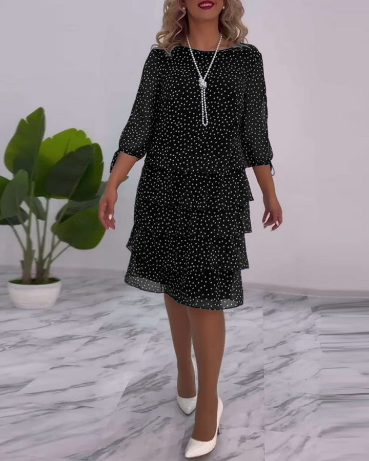 Lorraine - Elegant Chic Polka Dot Tiered Dress