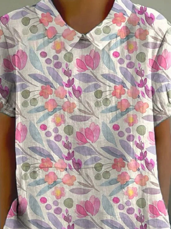 Waterella™ | Watercolor Floral Cotton Shirt