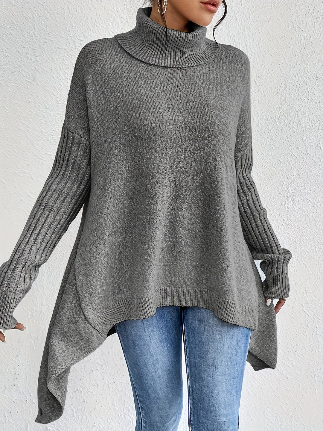 Milena - Casual Long Sleeve High Neck Sweater