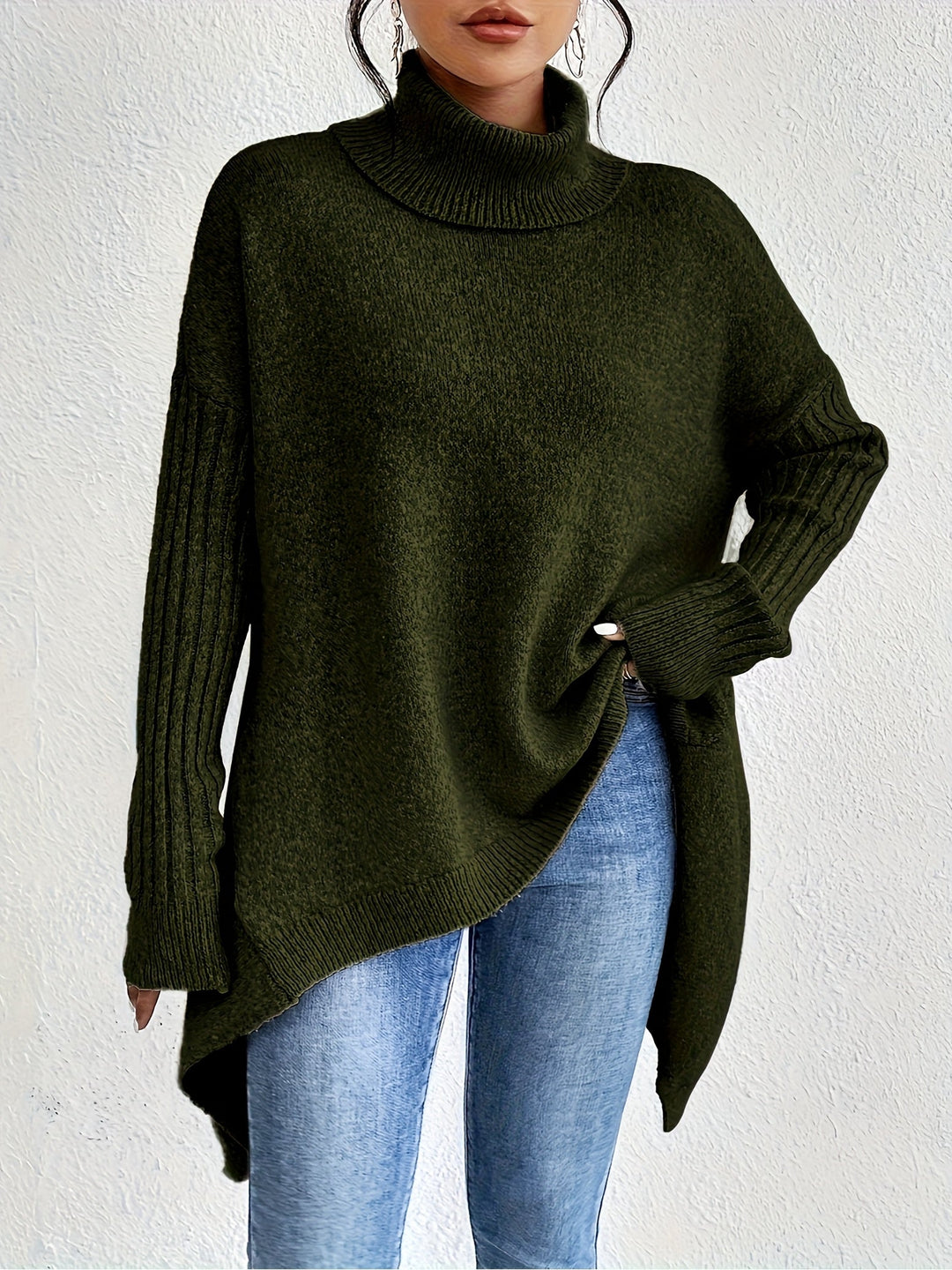 Milena - Casual Long Sleeve High Neck Sweater