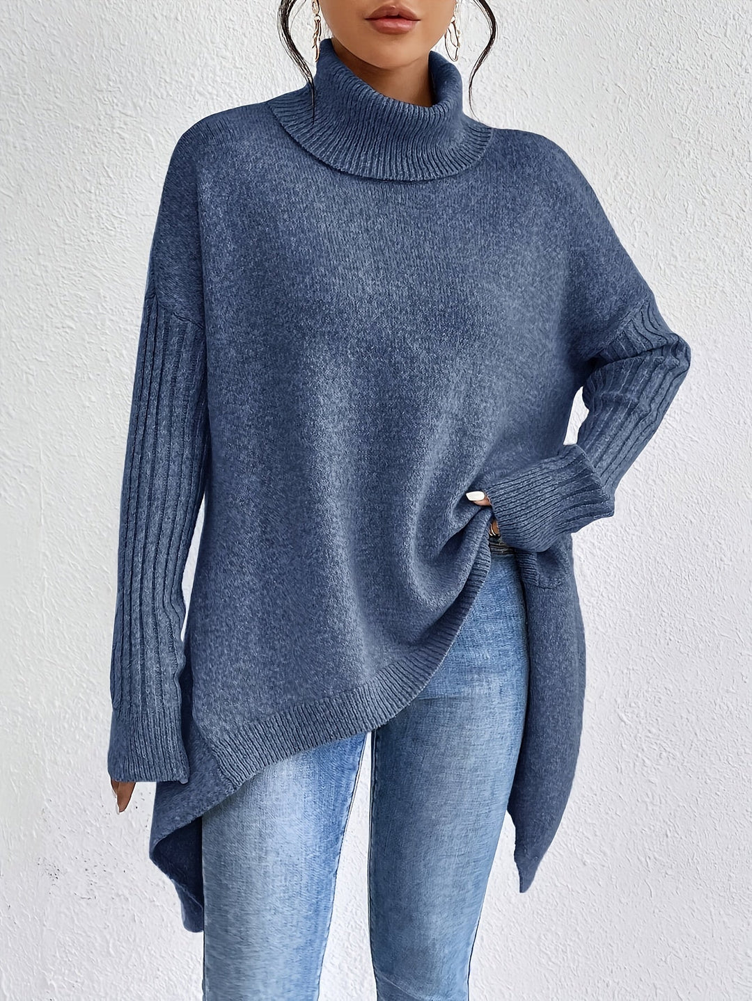 Milena - Casual Long Sleeve High Neck Sweater