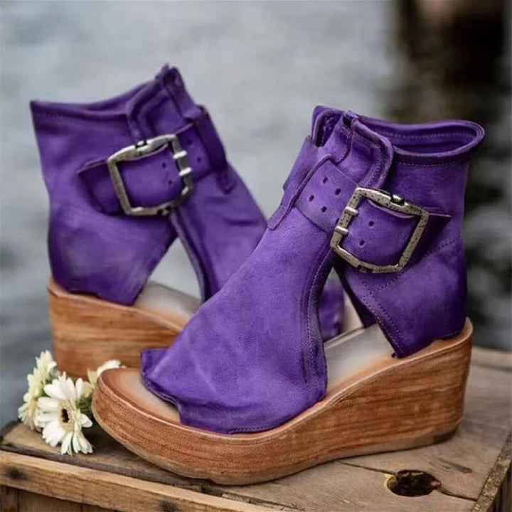 Roselva™ | Vintage Suede Buckle Boots
