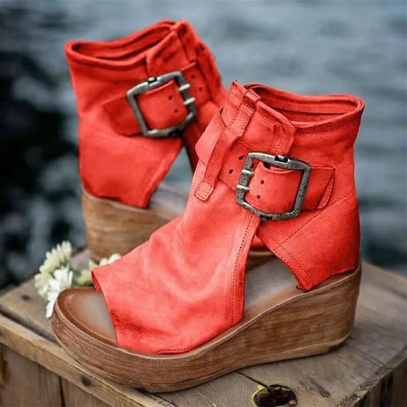 Roselva™ | Vintage Suede Buckle Boots