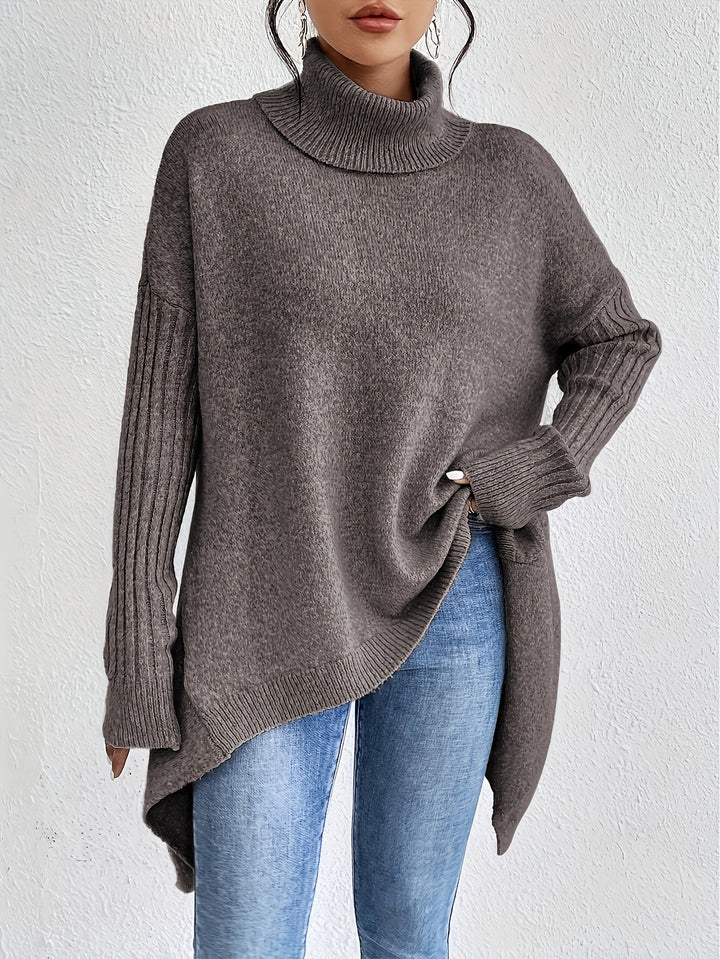 Milena - Casual Long Sleeve High Neck Sweater