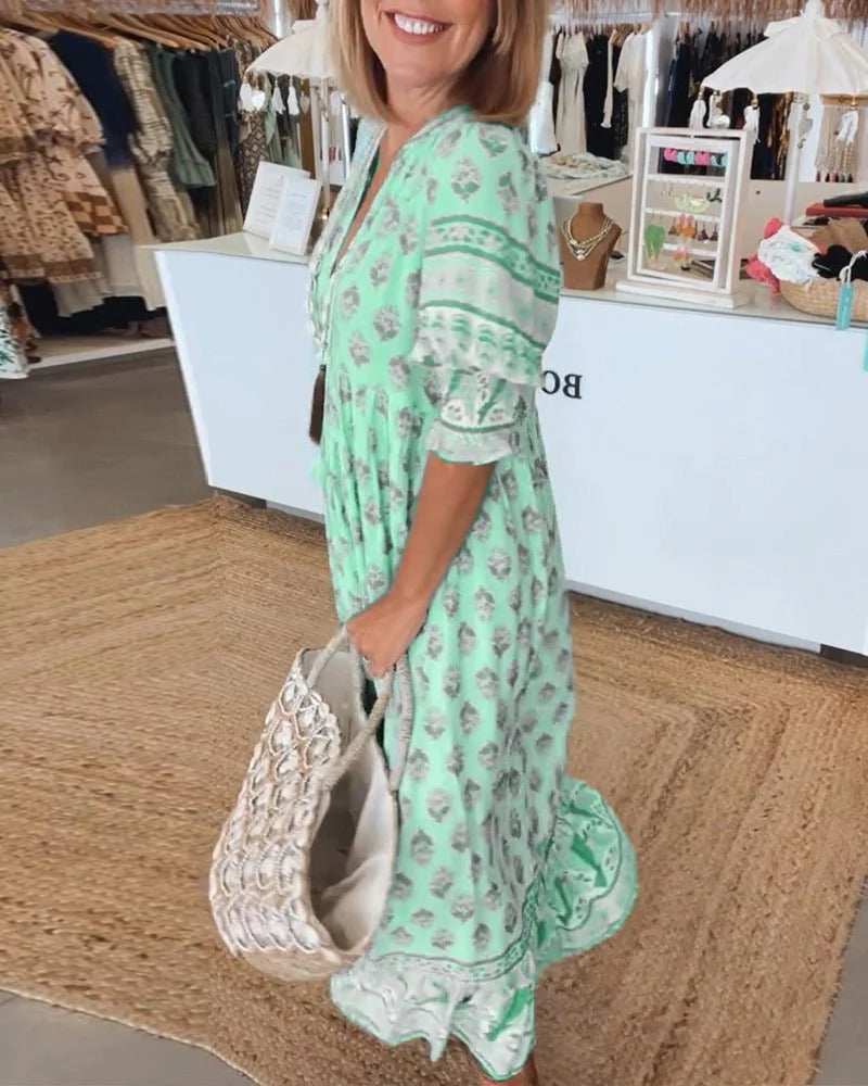 Naelora™ | Boho Tassel Midi Dress